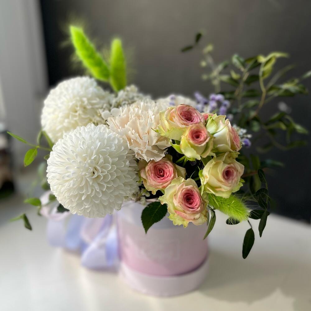 Цветы в коробке «Пушистое настроение» Цветы в коробке «Пушистое настроение»